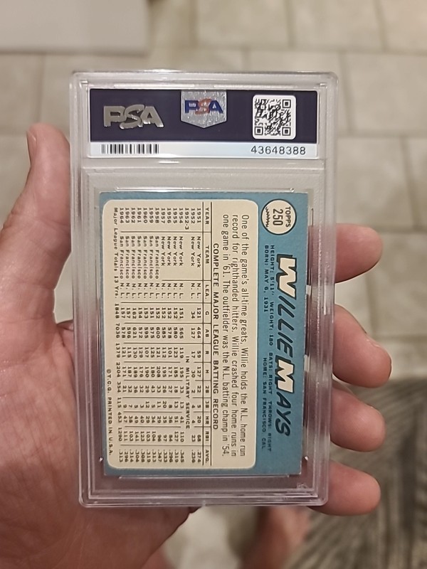1965 Topps #250 Willie Mays PSA 6 view 2