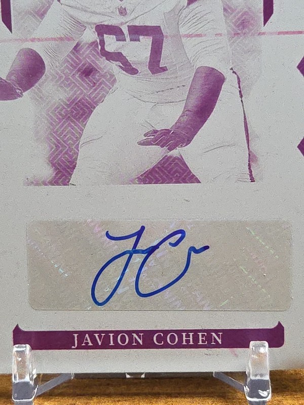 2024 Panini National Treasures Football JAVION COHEN Printing Plate 1/1 AUTO view 2