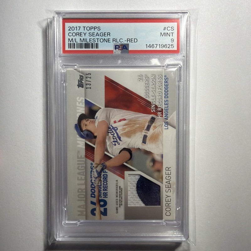 2017 TOPPS MAJOR LEAGUE MILESTONES RELICS CS COREY SEAGER RED PSA 9