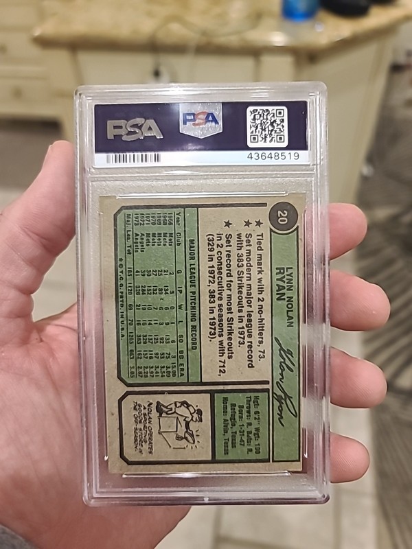 1974 TOPPS #20 NOLAN RYAN PSA 5 view 2