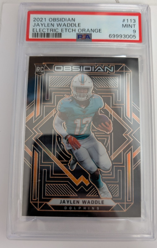 2021 Panini Obsidian Jaylen Waddle Electric Etch Orange /75 RC #113 PSA 9