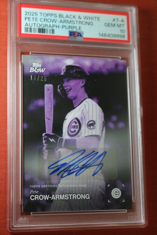 2025 Topps B&W PETE CROW ARMSTRONG 13/25 baseball card auto PSA/DNA GEM-MT 10