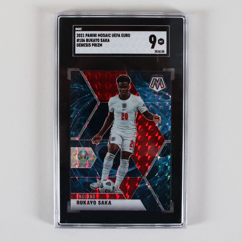 2021 Panini Mosaic UEFA Euro Bukayo Saka Graded Card #106 Genesis Prizm - SGC 9