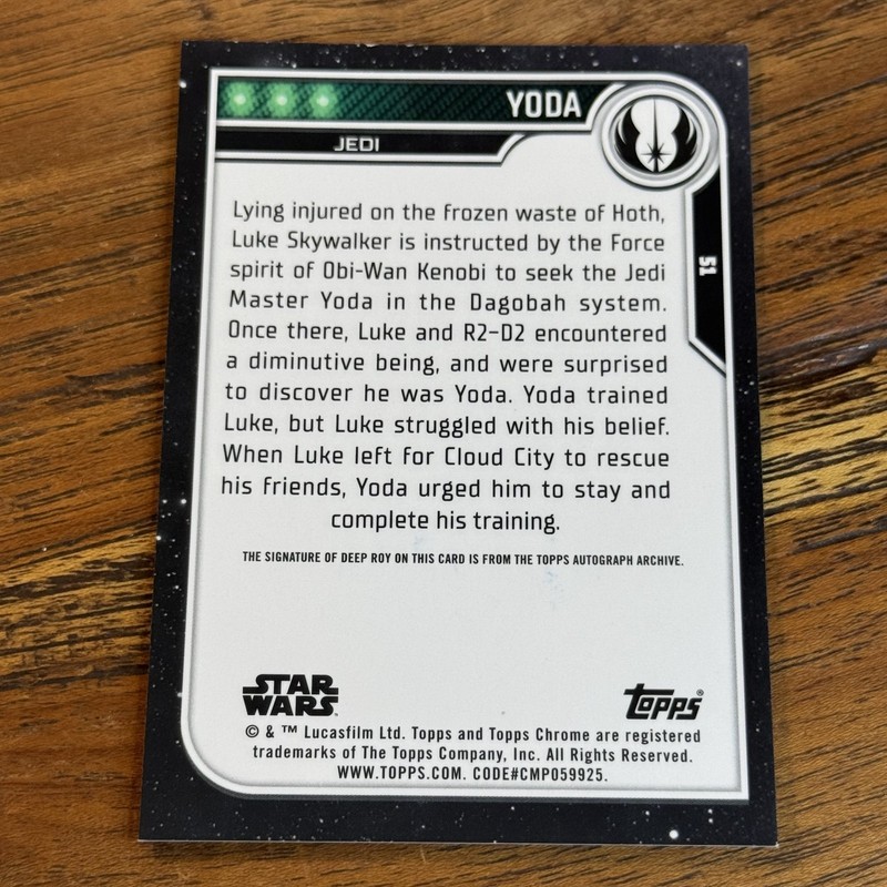 Deep Roy Yoda 2023 Topps Chrome Star Wars REFRACTOR AUTO Card Autograph #51 A view 2