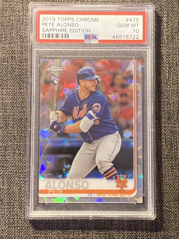 PSA 10 2019 TOPPS CHROME PETE ALONSO ROOKIE SAPPHIRE SP RC #475 METS