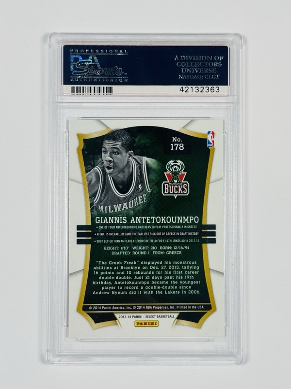 2013 PANINI SELECT GIANNIS ANTETOKOUNMPO #178 ROOKIE PSA 10 view 2