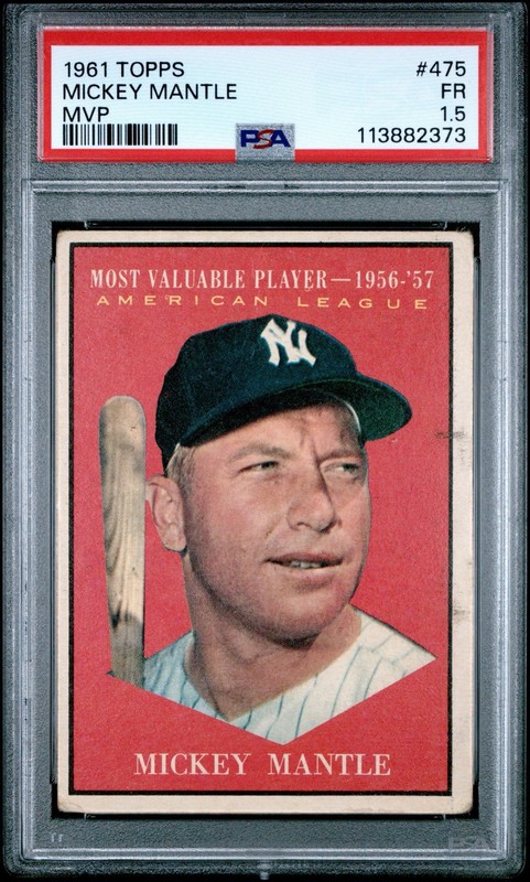1961 TOPPS MICKEY MANTLE #475 MVP PSA 1.5