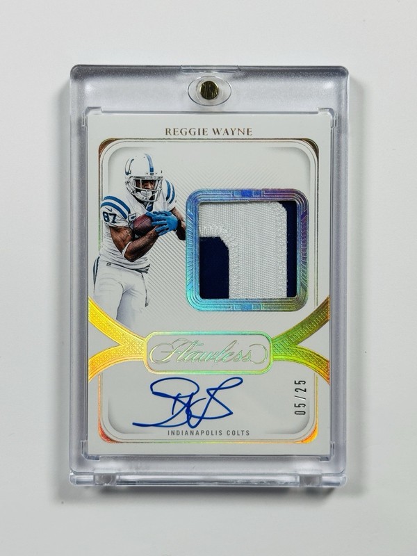 2023 FLAWLESS REGGIE WAYNE #DPA-RWE GOLD PATCH AUTO /25