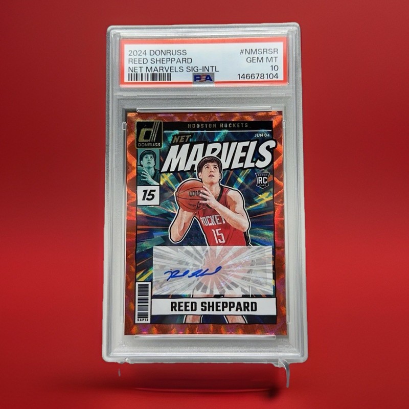 2024-25 Panini Donruss Reed Sheppard Rookie Net Marvels Red Auto PSA 10 Pop 1 /1