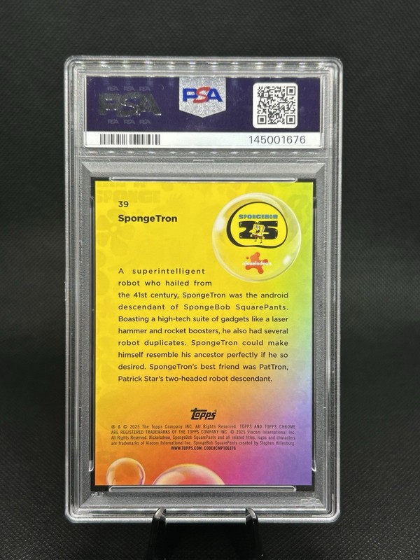 /10 PSA 10 Topps Chrome SpongeBob SquarePants SpongeTron Black Refractor view 2