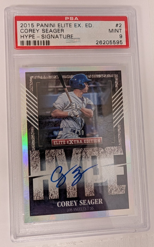 2015 Panini Elite Extra Edition Corey Seager Hype Auto #2 /30 PSA 9 POP 1