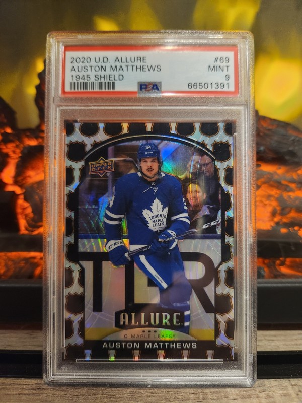 2020-21 Upper Deck Allure Auston Matthews #69 1945 NHL Shield #/45 PSA 9
