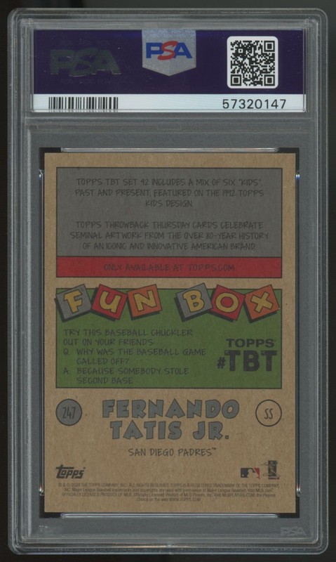2020 Topps Baseball Fernando Tatis Jr. Throwback Thursday #247 PSA 10 *147 view 2
