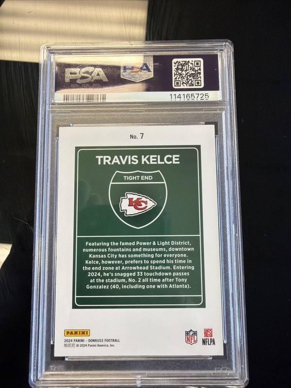 2024 Panini Donruss - Downtown! Travis Kelce #7 PSA 10 view 2