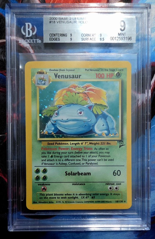 BGS 9 VENUSAUR-HOLO 2000 POKEMON BASE SET 2 #18 Mint WOTC Card