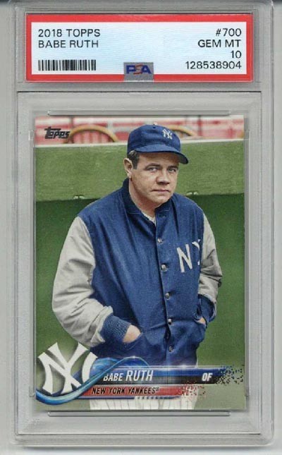 2018 TOPPS LEGENDS PHOTO VARIATION #700 BABE RUTH CARD YANKEES PSA 10 SP LOW POP