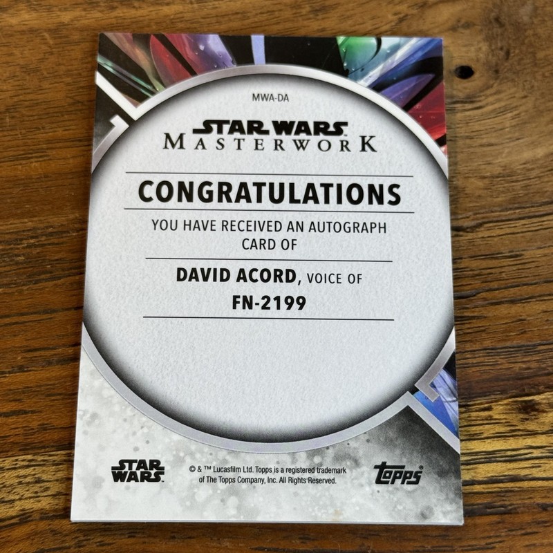 David Acord FN-2199 2022 Topps Star Wars Masterwork AUTO Card #MWA-DA QTY view 2