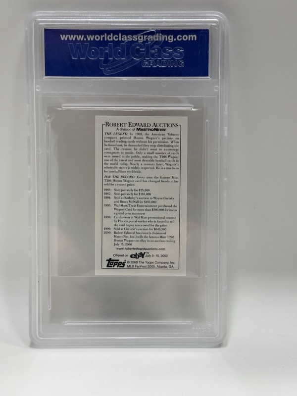 Honus Wagner 2000 Topps MLB Fanfest T-206 Reprint Card- WCG Graded 10 Gem Mint view 2