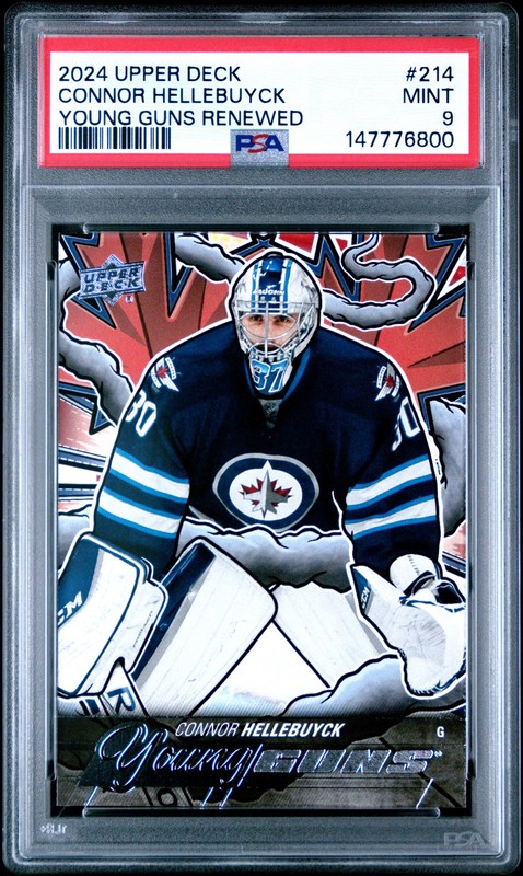 2024 Upper Deck Young Guns Renewed #214 Connor Hellebuyck PSA 9