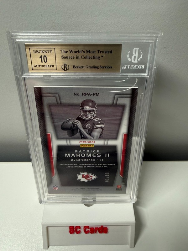 Patrick Mahomes 2017 Panini Prizm Rookie Patch Auto Silver RPA 01/99 BGS 9.5 view 2