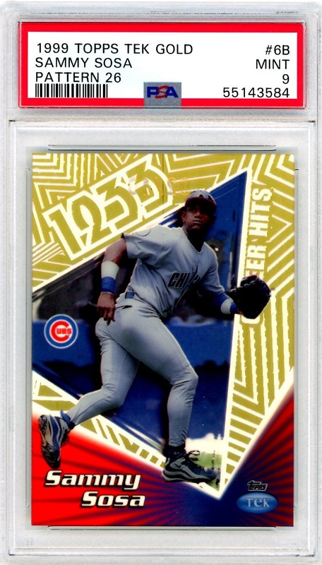 1999 Topps Tek SAMMY SOSA Cubs Pattern 26 Gold 2/10 Rare Pop 1 Highest PSA 9