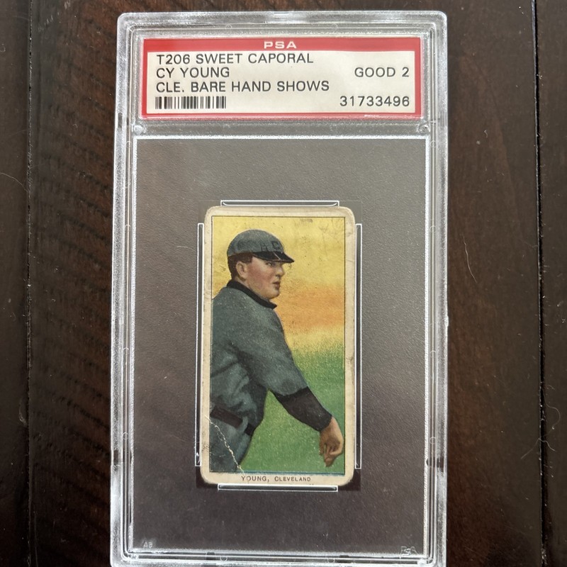 1909-11 T206 Cy Young  Bare Hand Shows PSA 2 Sweet Caporal 150 Subjects Card 