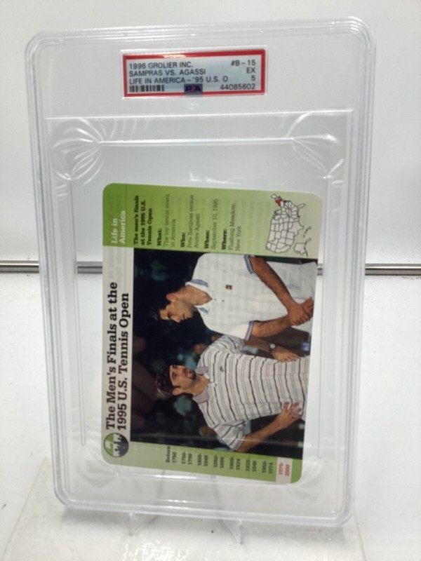 1996 Grolier #B-15 Pete Sampras vs Andre Agassi PSA 5