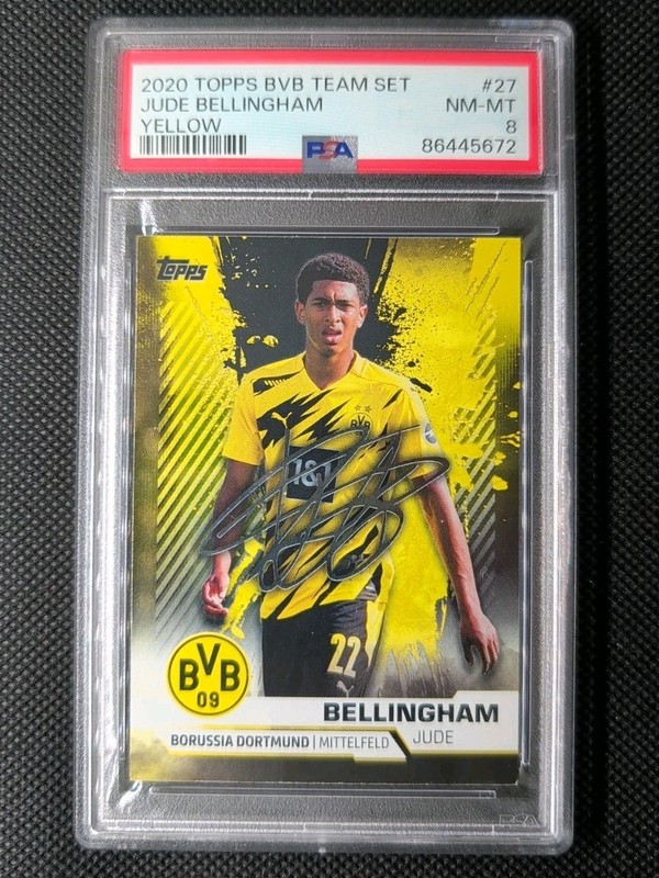 Jude Bellingham Rookie 2020 BVB Borussia Dortmund Mega Tin Yellow /150 PSA 8 RC