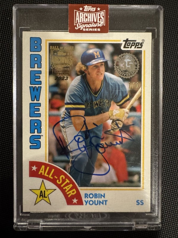 Robin Yount 1/1 On-Card Auto Topps Archives Signature Series Brewers HOF