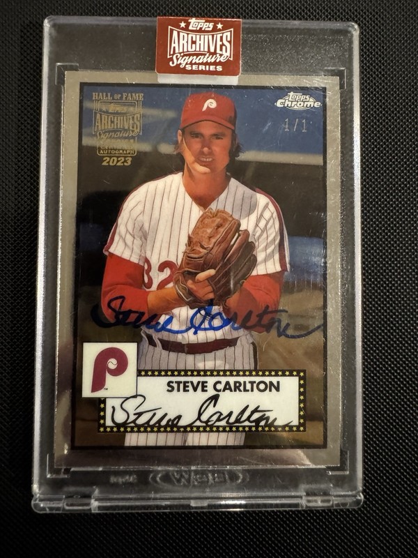 Steve Carlton 1/1 On-Card Auto Topps Archives Signature Series Phillies HOF