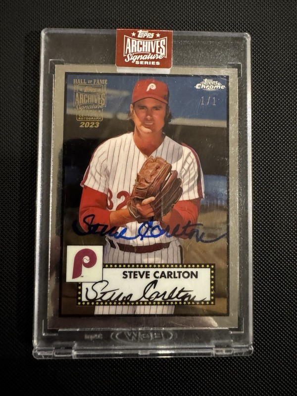 Steve Carlton 1/1 On-Card Auto Topps Archives Signature Series Phillies HOF view 2