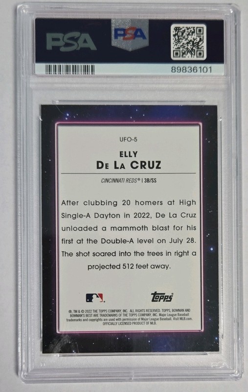 Topps 2022 Bowman's Best Bowman Ufo Elly De La Cruz Rookie PSA 9 Reds UFO-5 view 2
