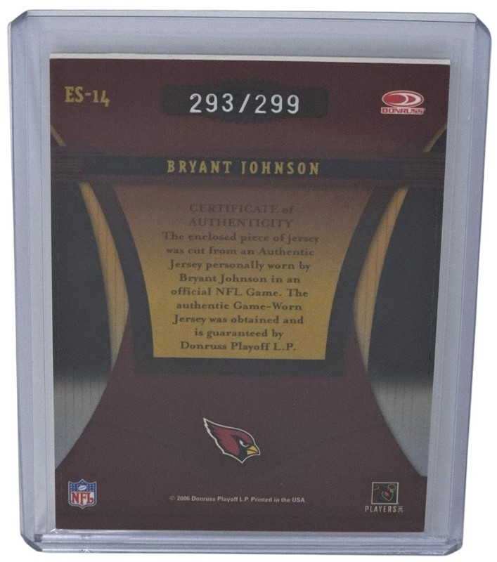 Bryant Johnson 2006 Donruss Elite Series Game Used Jersey Card /299 Cardinals 14 view 2