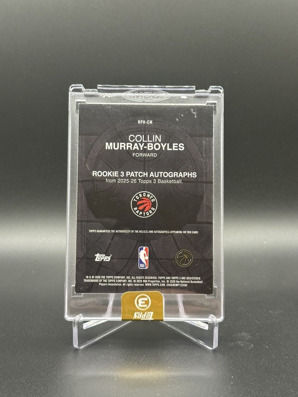 2025-26 Topps 3 Three Collin Murray-Boyles 3 Patch RPA Auto /49! Raptors #RPH-CM view 2