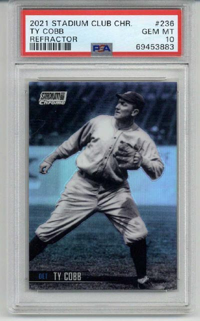 2021 TOPPS STADIUM CLUB CHROME REFRACTOR #236 TY COBB TIGERS PSA 10 LOW POP RARE