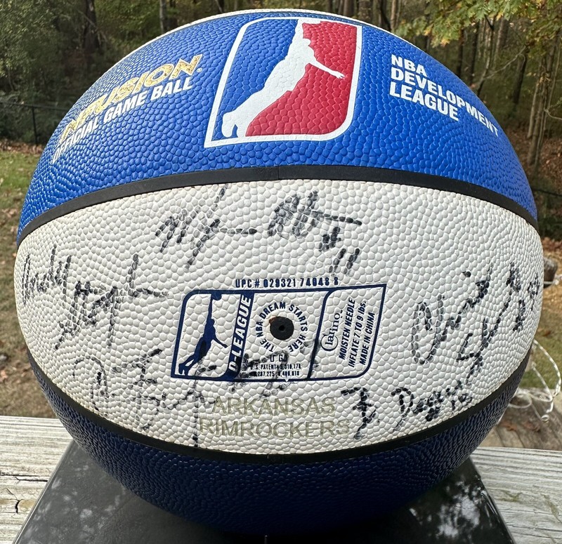 Arkansas Rim Rockers Basketball Ball 2005-06 Game Used Auto Opener NBA D-League view 2