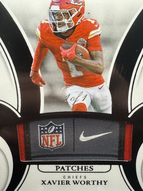 2025 Flawless Xavier Worthy #PAT-XWY Black Patches Tag #’d 1/1 Chiefs 1 Of 1 view 2