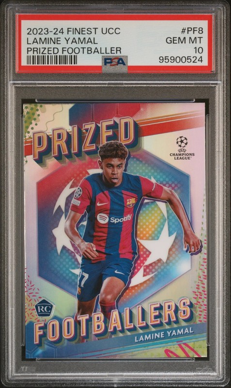 2023-24 Topps Finest UCC Prized Footballers Lamine Yamal #PF8 RC PSA 10