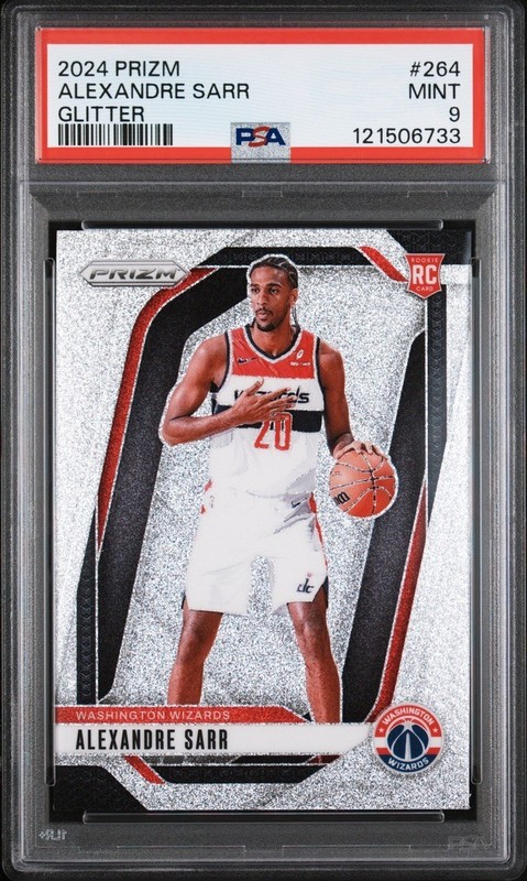 ALEXANDRE SARR 2024 PRIZM GLITTER ROOKIE PSA 9