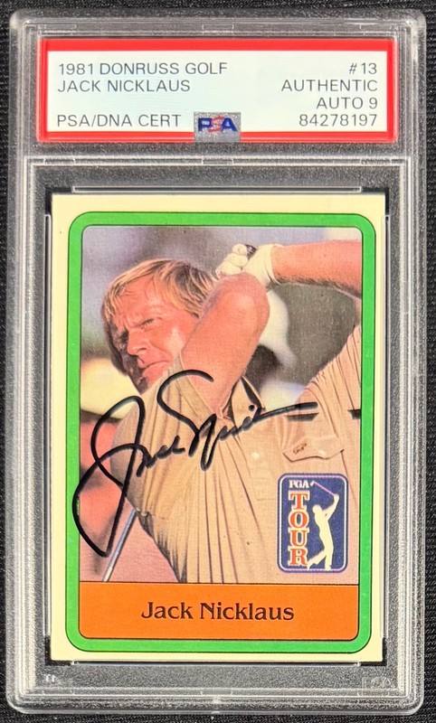 JACK NICKLAUS SIGNED 1981 DONRUSS Rookie PSA/DNA AUTO GRADE 9    84278197