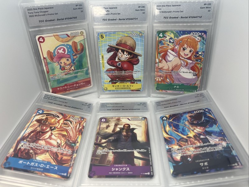 2025 One Piece Japanese McDonald’s Promo Set Of 6 TCC Graded Gem Mint 10