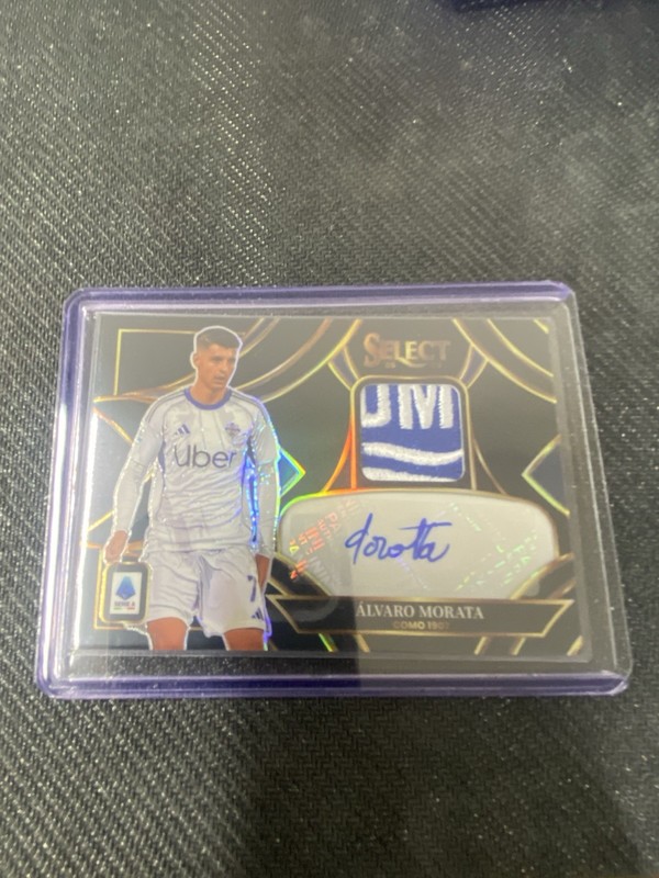 2025-26 Panini Select Serie A Alvaro Morata 1/1 Black Patch Auto Como #AM-AM