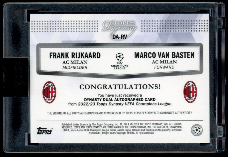 22-23 Topps Dynasty UCL Frank Rijkaard Marco Van Basten Dual Auto /10 AC Milan view 2
