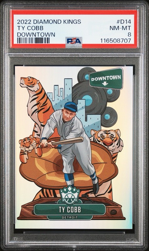 TY COBB 2022 DIAMOND KINGS DOWNTOWN SSP Case Hit HOF Detroit Tigers #D14 PSA 8