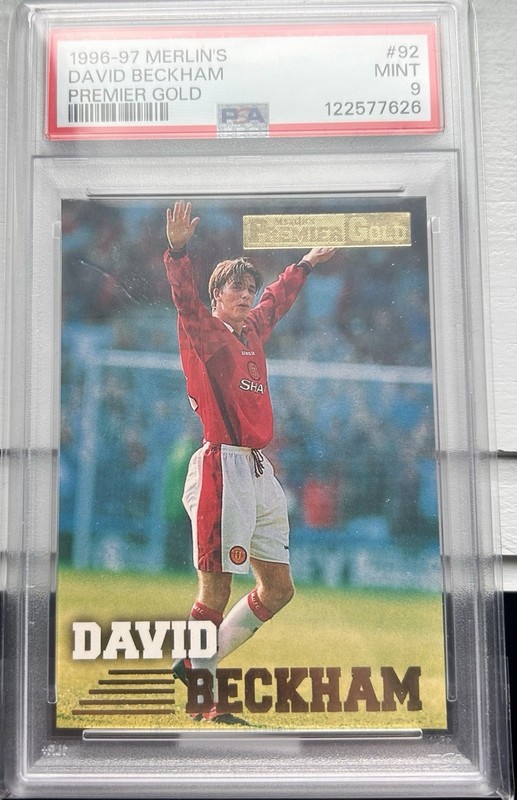 1996-97 Merlin’s David Beckham Rookie RC Premier Gold PSA 9 Man Utd England