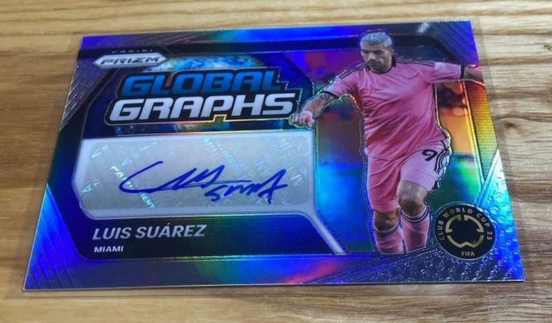 2025 Panini Prizm Club World Cup Luis Suarez Global Graphs Silver Auto SP /99