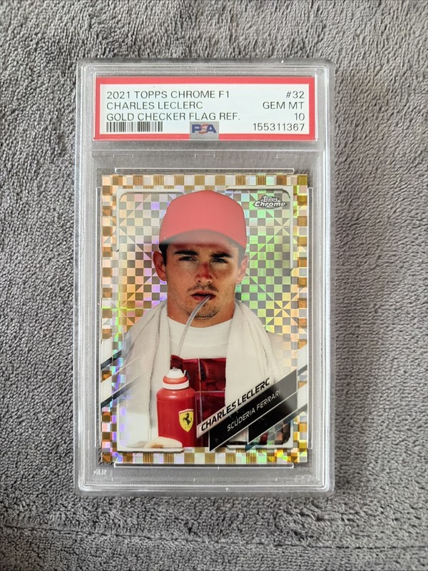2021 Topps Chrome F1  Charles Leclerc #32 Gold Checker Flag Ref /50 PSA 10