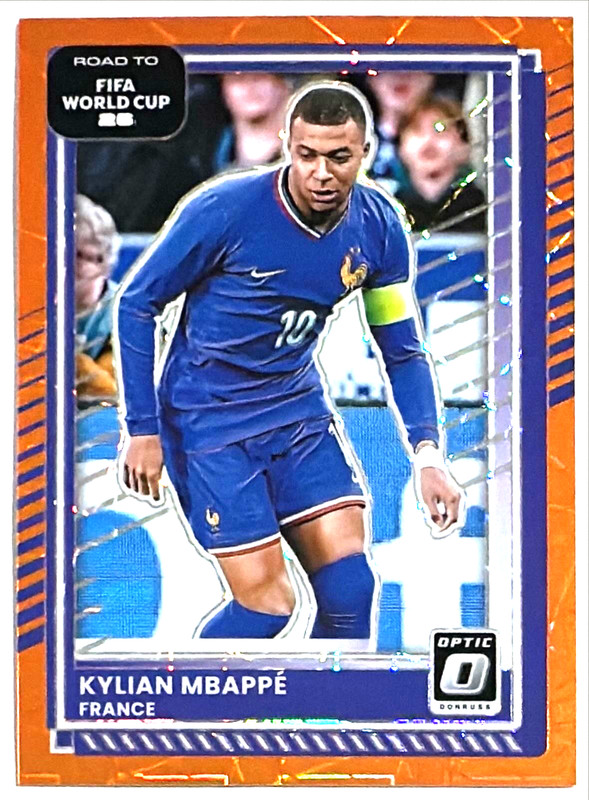 2025-26 Donruss World Cup Kylian Mbappe /199 Optic Orange Velocity Prizm France