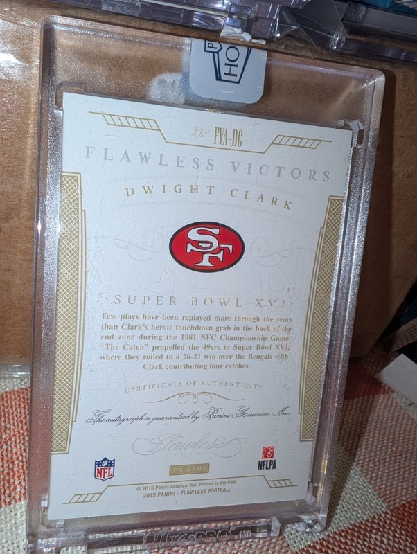 2018 Panini Honors DWIGHT CLARK 2015 Flawless Victors Auto 1/1 SB 49ers  view 2