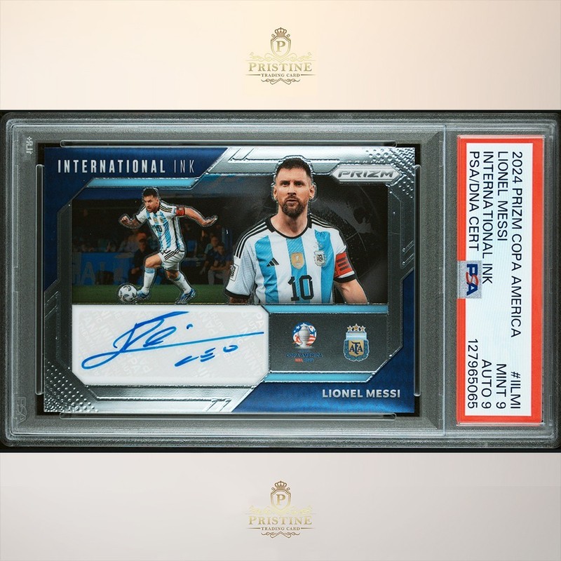 LIONEL MESSI 2024 Prizm Copa America International Ink Auto PSA 9 AUTO 9